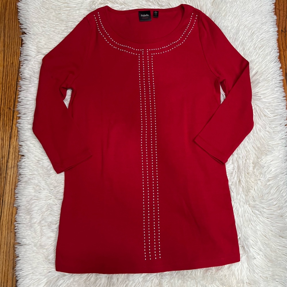Rafaella women 3/4 sleeve studded blouse size S